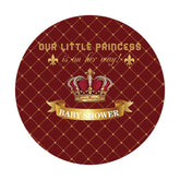 Lofaris Gold And Red Crown Round Baby Shower Backdrop For Girl